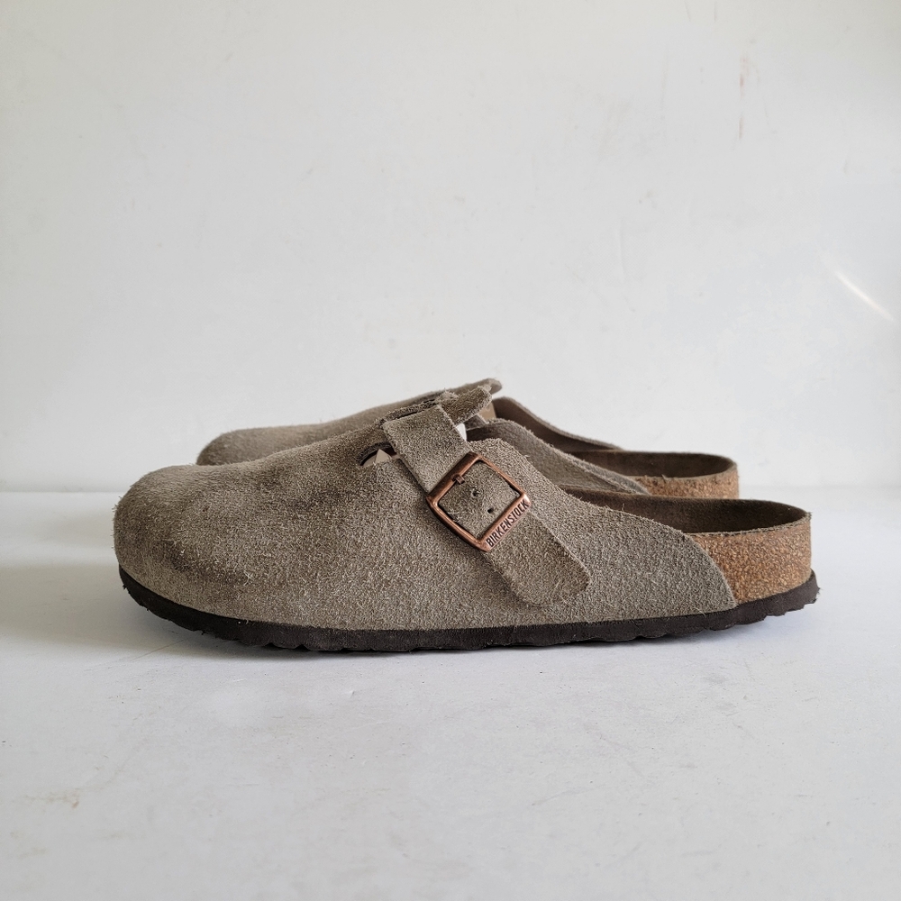 Birkenstock Boston Clogs Mens 45 12 12.5 Taupe Suede Slip On Neutral Minimalist - Picture 9 of 16